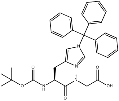 2-[[(2S)-2-[(2-methylpropan-2-yl)oxycarbonylamino]-3-(1-tritylimidazol-4-yl)propanoyl]amino]acetic acid Structure