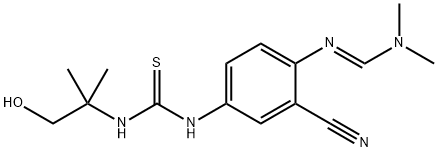 (E)-N'-(2-cyano-4-(3-(1-hydroxy-2-methylpropan-2-yl)thioureido)phenyl)-N,N-dimethylformimidamide 구조식 이미지