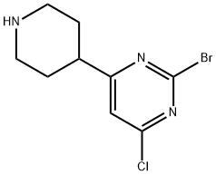 2-Bromo-4-chloro-6-(piperidin-4-yl)pyrimidine 구조식 이미지