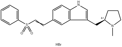 (R)-5-(2-phenylsulphonylethenyl)-3-(N-methylpyrrolidine-2-yl-methyl)-1H-indole hydrobromide Structure
