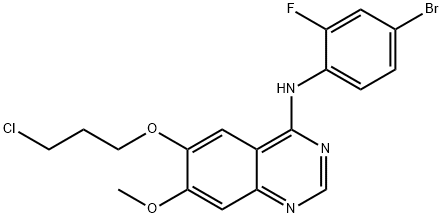 N-(4-bromo-2-fluorophenyl)-6-(3-chloropropoxy)-7-methoxyquinazolin-4-amine 구조식 이미지