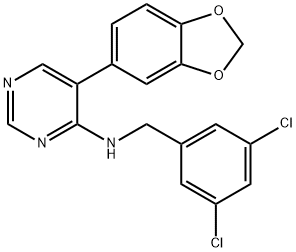 5-(1,3-Benzodioxol-5-yl)-N-[(3,5-dichlorophenyl)methyl]-4-pyrimidinamine hydrochloride Structure