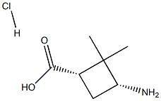 (1S,3R)-3-amino-2,2-dimethylcyclobutane-1-carboxylic acid hydrochloride Structure