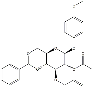 4-Methoxyphenyl 2-O-Acetyl-3-O-allyl-4,6-O-benzylidene-beta-D-glucopyranoside Structure