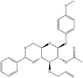 4-Methoxyphenyl 2-O-Acetyl-3-O-allyl-4,6-O-benzylidene-beta-D-glucopyranoside 구조식 이미지