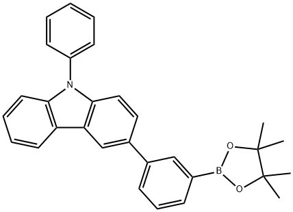 9-phenyl-3-(3-(4,4,5,5-tetramethyl-1,3,2-dioxaborolan-2-yl)phenyl)-9H-carbazole Structure