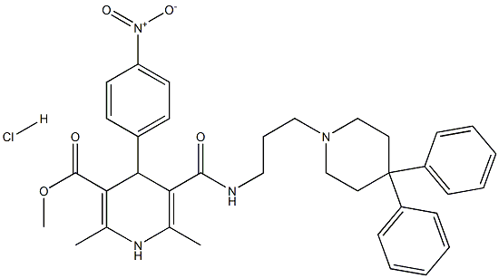 5-[[[3-(4,4-Diphenyl-1-piperidinyl)propyl]amino]carbonyl]-1,4-dihydro-2,6-dimethyl-4-(4-nitrophenyl)-3-pyridinecarboxylic acid methyl ester hydrochloride Structure