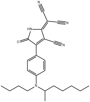 2-(4-(4-(butyl-(1-methylhexyl)amino)phenyl)-3-cyano-5-oxo-1,5-dihydropyrrol-2-ylidene)propandinitrile Structure