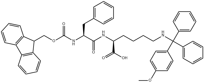 L-Lysine, N-[(9H-fluoren-9-ylmethoxy)carbonyl]- L-phenylalanyl-N6-[(4- methoxyphenyl)diphenylmethyl]- Structure