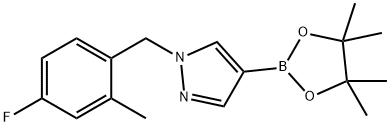 1-(4-Fluoro-2-methylbenzyl)-4-(4,4,5,5-tetramethyl-1,3,2-dioxaborolan-2-yl)-1H-pyrazole 구조식 이미지