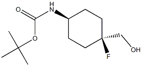 tert-butyl N-[trans-4-fluoro-4-(hydroxymethyl)cyclohexyl]carbamate Structure