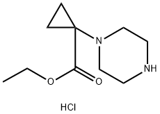 Ethyl 1-(piperazin-1-yl)cyclopropanecarboxylate hydrochloride Structure