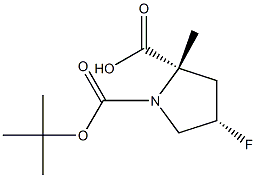 (2S,4S)-1-(tert-butoxycarbonyl)-4-fluoro-2-methylpyrrolidine-2-carboxylic acid 구조식 이미지