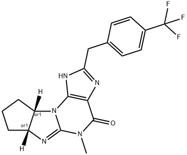 (6aR,9aS)-5-methyl-2-(4-(trifluoromethyl)benzyl)-5,6a,7,8,9,9a-hexahydrocyclopenta[4,5]imidazo[2,1-b]purin-4(1H)-one Structure