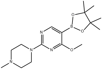 4-methoxy-2-(4-methylpiperazin-1-yl)-5-(4,4,5,5-tetramethyl-1,3,2-dioxaborolan-2-yl)pyrimidine 구조식 이미지