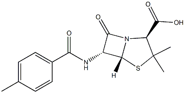 4-Thia-1-azabicyclo[3.2.0]heptane-2-carboxylic acid, 3,3-dimethyl-6-[(4-methylbenzoyl)amino]-7-oxo-, (2S,5R,6R)- Structure