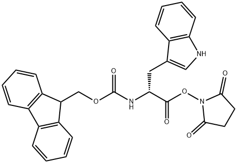 (2,5-dioxopyrrolidin-1-yl) 2-(9H-fluoren-9-ylmethoxycarbonylamino)-3-(1H-indol-3-yl)propanoate Structure