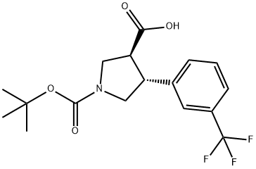 (3S,4R)-1-[(2-methylpropan-2-yl)oxycarbonyl]-4-[3-(trifluoromethyl)phenyl]pyrrolidine-3-carboxylic acid Structure
