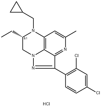 (7S)-6-(Cyclopropylmethyl)-2-(2,4-dichlorophenyl)-7-ethyl-7,8-dihydro-4-methyl-6H-1,3,6,8a-tetraazaacenaphthylene hydrochloride 구조식 이미지