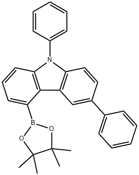 3,9-diphenyl-5-(4,4,5,5-tetramethyl-1,3,2-dioxaborolan-2-yl)-9H-carbazole Structure