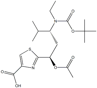 2-((1R,3R)-1-acetoxy-3-((tert-butoxycarbonyl)(ethyl)amino)-4-methylpentyl)thiazole-4-carboxylic acid Structure