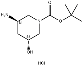 (3R,5R)-3-Amino-5-hydroxy-piperidine-1-carboxylic acid tert-butyl ester hydrochloride Structure