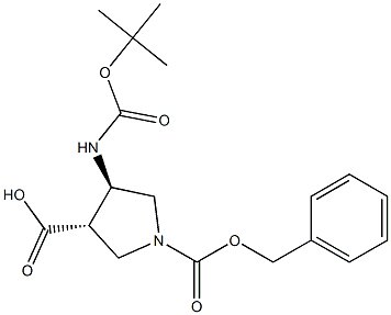 (3S,4R)-1-((benzyloxy)carbonyl)-4-((tert-butoxycarbonyl)amino)pyrrolidine-3-carboxylic acid Structure