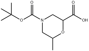 4-(tert-butoxycarbonyl)-6-methylmorpholine-2-carboxylic acid 구조식 이미지