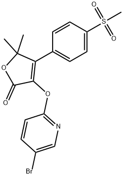 3-((5-Bromopyridin-2-yl)oxy)-5,5-dimethyl-4-(4-(methylsulfonyl)phenyl)furan-2(5H)-one 구조식 이미지
