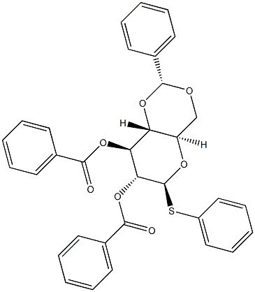 (2R,4aR,6S,7R,8S,8aR)-2-Phenyl-6-(phenylthio)hexahydropyrano[3,2-d][1,3]dioxine-7,8-diyl dibenzoate 구조식 이미지