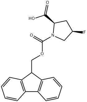 (2R,4R)-1-(((9H-fluoren-9-yl)methoxy)carbonyl)-4-fluoropyrrolidine-2-carboxylic acid Structure