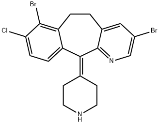 5H-Benzo[5,6]cyclohepta[1,2-b]pyridine,3,7-dibromo-8-chloro-6,11-dihydro-11-(4-piperidinylidene)- Structure