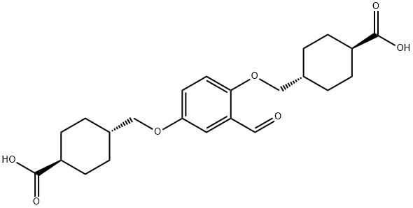 4,4'-[(2-formy-1,4-phenylene)bis(oxymethylene)]bis-cyclohexane carboxylic acid 구조식 이미지
