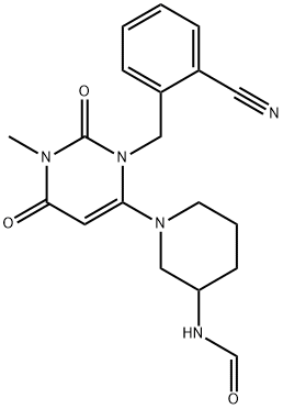 (R)-N-(1-(3-(2-cyanobenzyl)-1-methyl-2,6-dioxo-1,2,3,6-tetrahydropyrimidin-4-yl)piperidin-3-yl)formamide 구조식 이미지