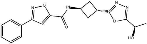 N-(trans-3-[5-[(1R)-1-hydroxyethyl]-1,3,4-oxadiazol-2-yl]cyclobutyl)-3-phenyl-1,2-oxazole-5-carboxamide Structure