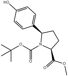 1,2-Pyrrolidinedicarboxylic acid, 5-(4-hydroxyphenyl)-, 1-(1,1-dimethylethyl) 2-methyl ester, (2S,5R)- Structure