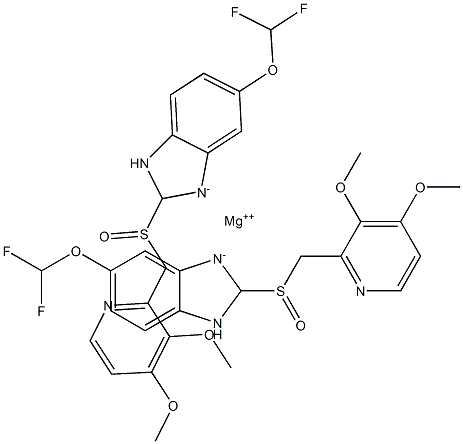 1H-Benzimidazole, 5-(difluoromethoxy)-2-(((3,4-dimethoxy-2-pyridinyl)methyl)sulfinyl)-, magnesium salt Structure