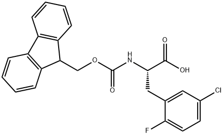 (S)-2-((((9H-fluoren-9-yl)methoxy)carbonyl)amino)-3-(5-chloro-2-fluorophenyl)propanoic acid 구조식 이미지