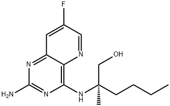 1-Hexanol, 2-[(2-amino-7-fluoropyrido[3,2-d]pyrimidin-4-yl)amino]-2-methyl-, (2R)- Structure