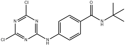 Benzamide, 4-[(4,6-dichloro-1,3,5-triazin-2-yl)amino]-N-(1,1-dimethylethyl)- Structure