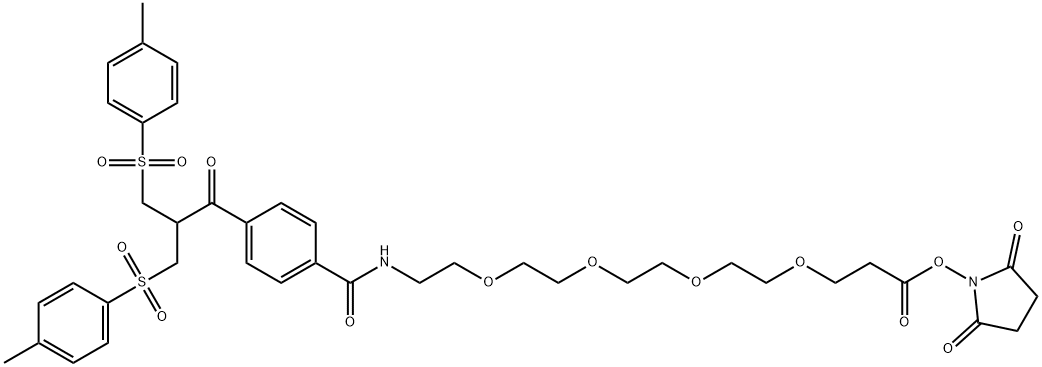 4,7,10,13-Tetraoxa-16-azaheptadecanoic acid, 17-[4-[3-[(4-methylphenyl)sulfonyl]-2-[[(4-methylphenyl)sulfonyl]methyl]-1-oxopropyl]phenyl]-17-oxo-, 2,5-dioxo-1-pyrrolidinyl ester Structure