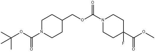 1,4-Piperidinedicarboxylic acid, 4-fluoro-, 1-[[1-[(1,1-dimethylethoxy)carbonyl]-4-piperidinyl]methyl] 4-methyl ester Structure