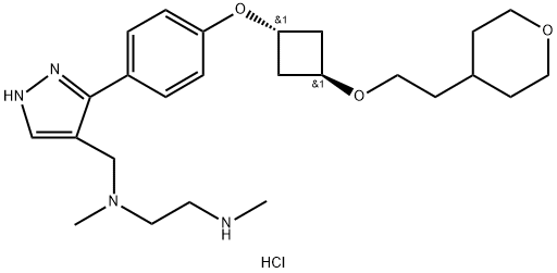N1,N2-Dimethyl-N1-[[3-[4-[[trans-3-[2-(tetrahydro-2H-pyran-4-yl)ethoxy]cyclobutyl]oxy]phenyl]-1H-pyrazol-4-yl]methyl]-1,2-ethanediamine hydrochloride 구조식 이미지