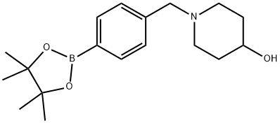 1-{[4-(Tetramethyl-1,3,2-dioxaborolan-2-yl)phenyl]methyl}piperidin-4-ol 구조식 이미지