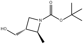 1-Azetidinecarboxylic acid, 3-(hydroxymethyl)-2-methyl-, 1,1-dimethylethyl ester, (2S,3R)- Structure