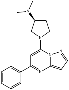 (3S)-N,N-Dimethyl-1-(5-phenylpyrazolo[1,5-a]pyrimidin-7-yl)-3-pyrroldinamine 구조식 이미지