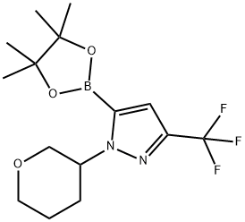 1H-Pyrazole, 1-(tetrahydro-2H-pyran-3-yl)-5-(4,4,5,5-tetramethyl-1,3,2-dioxaborolan-2-yl)-3-(trifluoromethyl)- Structure