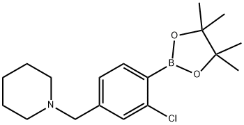 1-(3-Chloro-4-(4,4,5,5-tetramethyl-1,3,2-dioxaborolan-2-yl)benzyl)piperidine 구조식 이미지