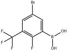 5-Bromo-2-fluoro-3-trifluoromethylphenylboronic acid 구조식 이미지