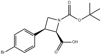1,2-Azetidinedicarboxylic acid, 3-(4-bromophenyl)-, 1-(1,1-dimethylethyl) ester, (2R,3S)- Structure